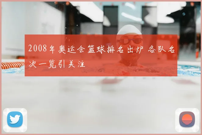 2008年奥运会篮球排名出炉 各队名次一览引关注